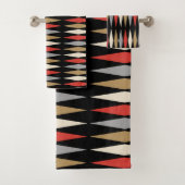 Retro Mitte Jahrhundert Modernes Diamantmuster Badhandtuch Set (Insitu)