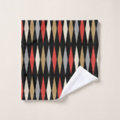 Retro Mitte Jahrhundert Modernes Diamantmuster Badhandtuch Set (Waschlappen)