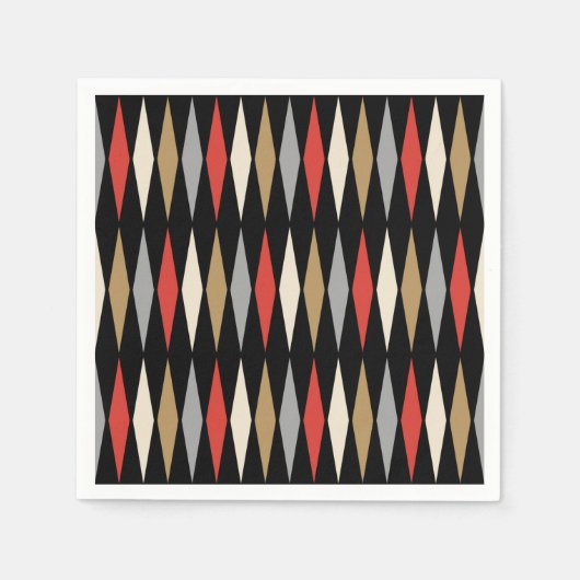 Retro Mitte Jahrhundert Modernes Diamantmuster Serviette (Vorderseite)