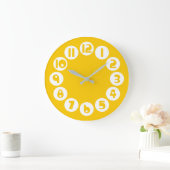 Retro Mitte Jahrhundert Modernes Gelb Große Wanduhr (Zuhause)