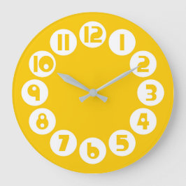 Retro Mitte Jahrhundert Modernes Gelb Große Wanduhr