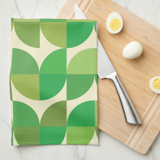 Retro Mitte Jahrhundert Modernes geometrisches Mus Geschirrtuch (Viertel Falte)