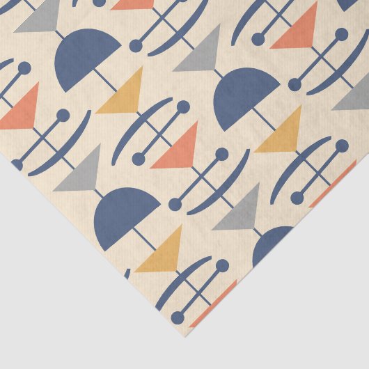 Retro Mitte Jahrhundert Modernes geometrisches Mus Seidenpapier (Ausschnitt)