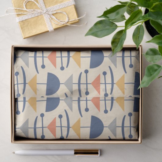 Retro Mitte Jahrhundert Modernes geometrisches Mus Seidenpapier (Geschenk)