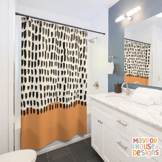 Retro Mitte Jahrhundert Modernes Grün Abstrakt Duschvorhang