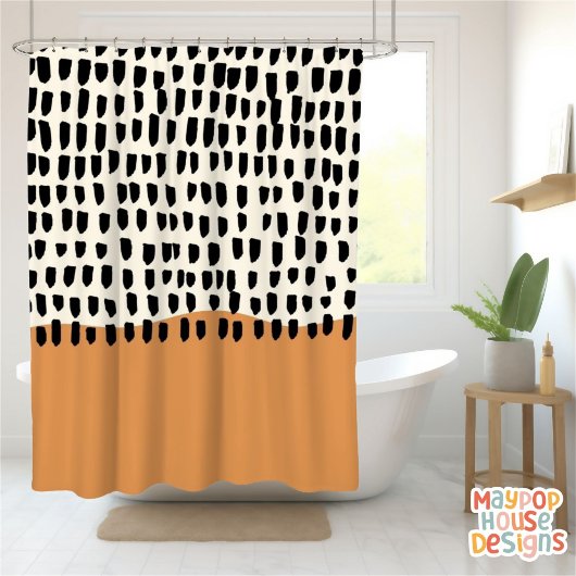 Retro Mitte Jahrhundert Modernes Grün Abstrakt Duschvorhang