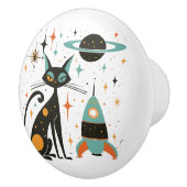 Retro Mitte Jahrhundert Modernes Katzen-Raumschiff Keramikknauf (Rechts)