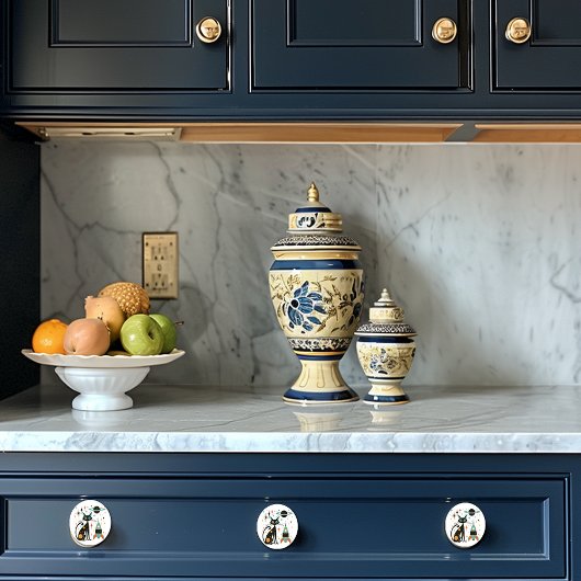 Retro Mitte Jahrhundert Modernes Katzen-Raumschiff Keramikknauf