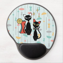 Retro Mitte Jahrhundert Modernes Kitty Cat Pair Gel Mousepad