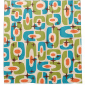 Retro Mitte Jahrhundert Modernes kosmisches Abstra Duschvorhang (Vorderseite)