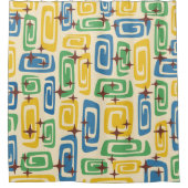 Retro Mitte Jahrhundert Modernes kosmisches Abstra Duschvorhang (Vorderseite)