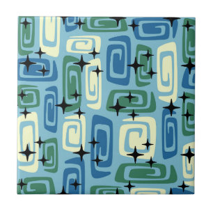 Retro Mitte Jahrhundert Modernes kosmisches Abstra Fliese