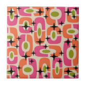 Retro Mitte Jahrhundert Modernes kosmisches Abstra Fliese (Vorderseite)