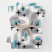 Retro Mitte Jahrhundert Modernes kosmisches Abstra Geschenkpapier Set (Beispiel)