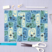 Retro Mitte Jahrhundert Modernes kosmisches Abstra Seidenpapier (Handwerk)