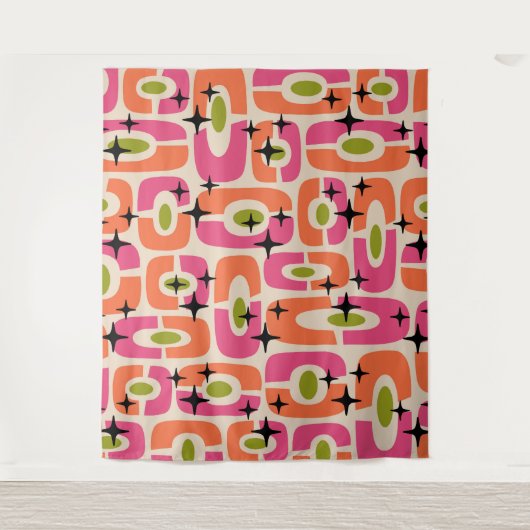 Retro Mitte Jahrhundert Modernes kosmisches Abstra Wandteppich (Vorderseite)