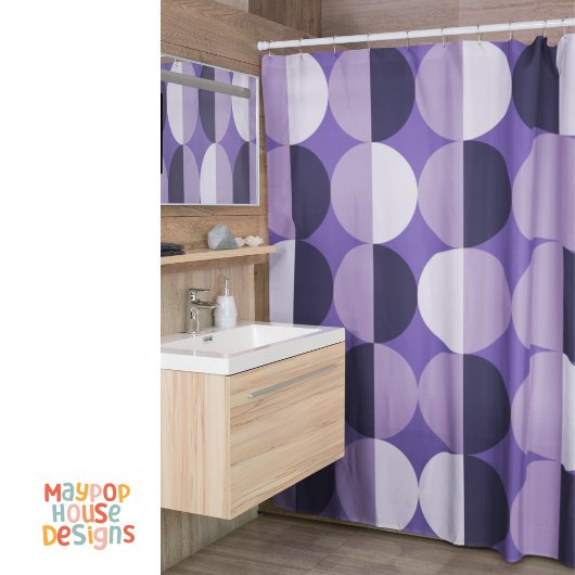 Retro Mitte Jahrhundert Modernes Lila Duschvorhang