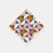 Retro Mitte Jahrhundert Modernes Muster Blau Rosa Serviette (Ecke)