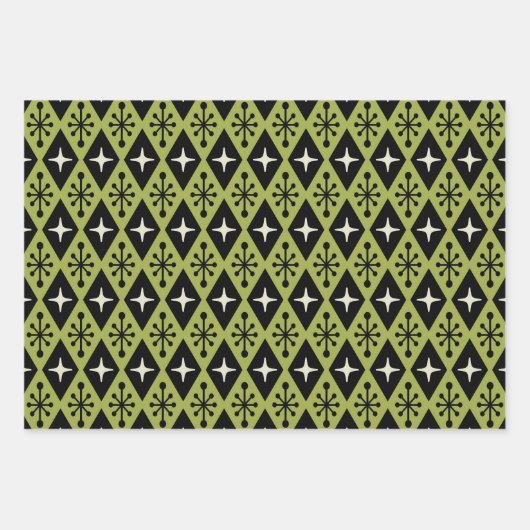 Retro Mitte Jahrhundert Modernes Muster der Diamon Geschenkpapier Set (Vorderseite 3)