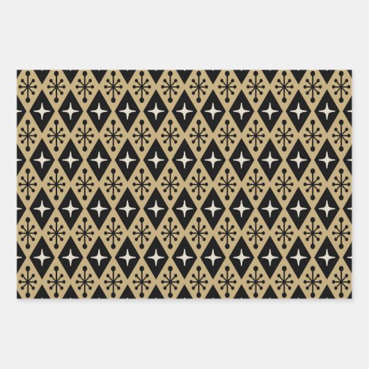 Retro Mitte Jahrhundert Modernes Muster der Diamon Geschenkpapier Set (Vorderseite)