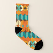 Retro Mitte Jahrhundert Modernes Muster Orange und Socken (Rechts - Außen)