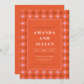 Retro Mitte Jahrhundert Modernes Orange alles in e Einladung (Vorne/Hinten)