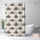 Retro Mitte Jahrhundert Modernes Orange Schwarz Ab Duschvorhang