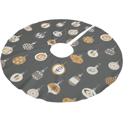 Retro Mitte Jahrhundert Modernes Ornament Weihnach Polyester Weihnachtsbaumdecke (Schrägansicht)