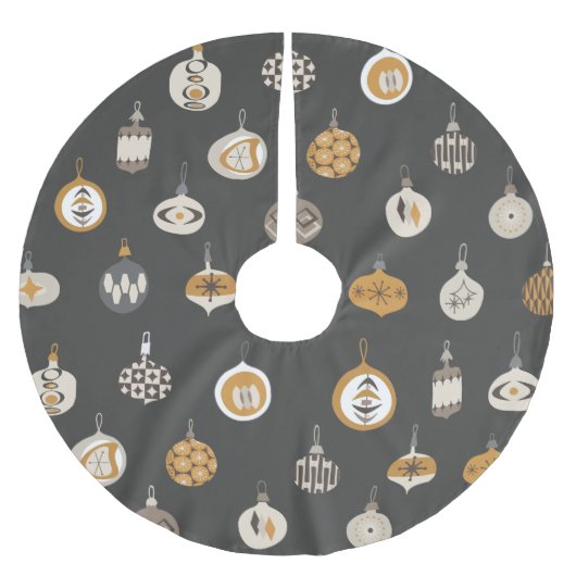 Retro Mitte Jahrhundert Modernes Ornament Weihnach Polyester Weihnachtsbaumdecke (Vorderseite)