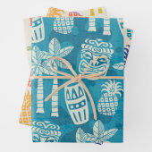Retro Mitte Jahrhundert Modernes Tiki Muster Geschenkpapier Set (Beispiel)
