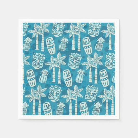 Retro Mitte Jahrhundert Modernes Tiki Muster Serviette (Vorderseite)