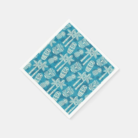 Retro Mitte Jahrhundert Modernes Tiki Muster Serviette (Ecke)