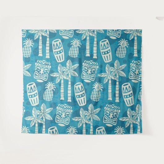 Retro Mitte Jahrhundert Modernes Tiki Muster Wandteppich (Vorderseite (Horizontal))