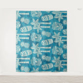 Retro Mitte Jahrhundert Modernes Tiki Muster Wandteppich (Vorderseite)