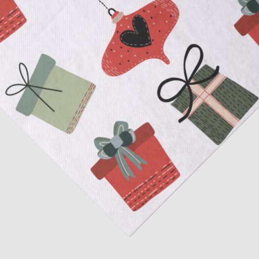 Retro Mitte Jahrhundert Modernes Weihnachtsmuster Seidenpapier (Detail)