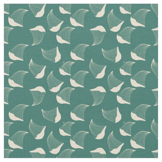 Retro Mitte Jahrhundert Oyster Mushroom Muster Stoff (Nahaufnahme)