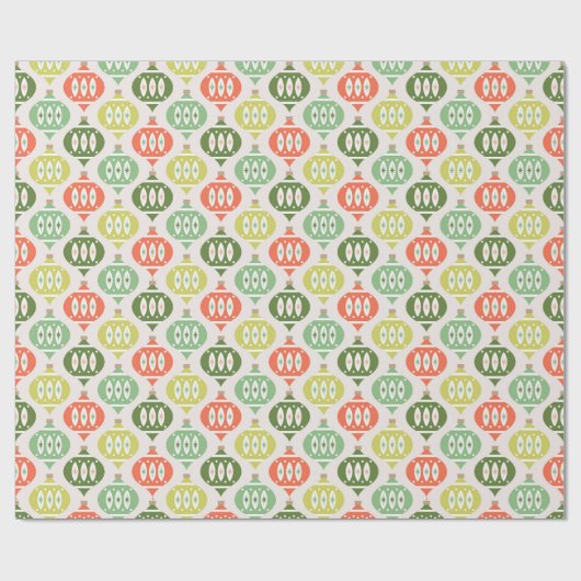 Retro Mitte Jahrhundert Rot, Peach & Green Weihnac Geschenkpapier (Flach)