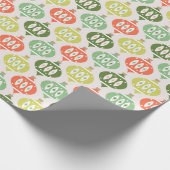 Retro Mitte Jahrhundert Rot, Peach & Green Weihnac Geschenkpapier (Ecke)