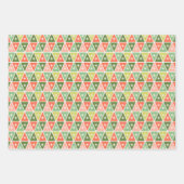 Retro Mitte Jahrhundert Rot, Peach & Green Weihnac Geschenkpapier Set (Vorderseite 3)