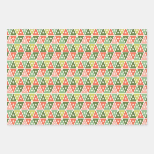 Retro Mitte Jahrhundert Rot, Peach & Green Weihnac Geschenkpapier Set (Vorderseite 3)