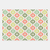 Retro Mitte Jahrhundert Rot, Peach & Green Weihnac Geschenkpapier Set (Vorderseite)