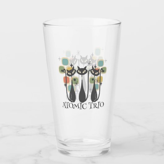 Retro Mitte Jahrhundert Schwarze Atomkatzen MCM Glas (Vorderseite)