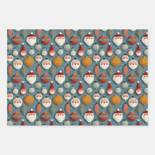 Retro Mitte Jahrhundert Weihnachten Geschenkpapier Set (Vorderseite 3)