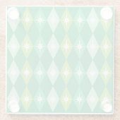 Retro Mitte Jahrhundert Weihnachtsdiamanten Green Glasuntersetzer (Rückseite)