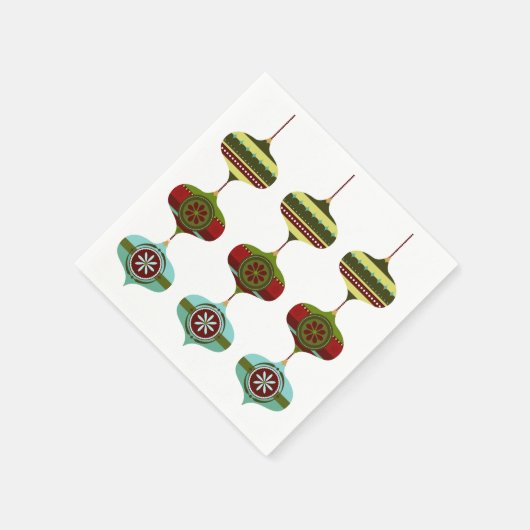 Retro Mitte Jahrhundert Weihnachtsfeiertag Bauble Serviette (Ecke)