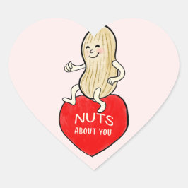 Retro Mitte Jahrhunderts Stil Nüsse über Sie Valen Herz-Aufkleber