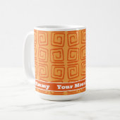 Retro Mitte Orange Muster Personalisiert Kaffeetasse (Vorderseite Links)