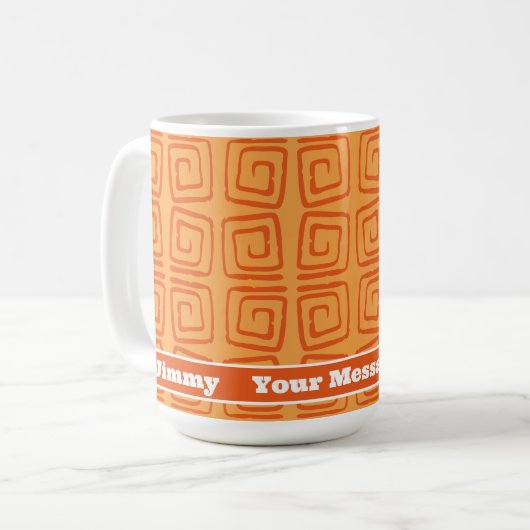 Retro Mitte Orange Muster Personalisiert Kaffeetasse (Vorderseite Links)