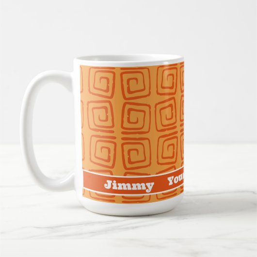 Retro Mitte Orange Muster Personalisiert Kaffeetasse (Links)