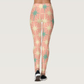 Retro Mittelalter Moderne Sterne Muster rot Rosa Leggings (Rückseite)